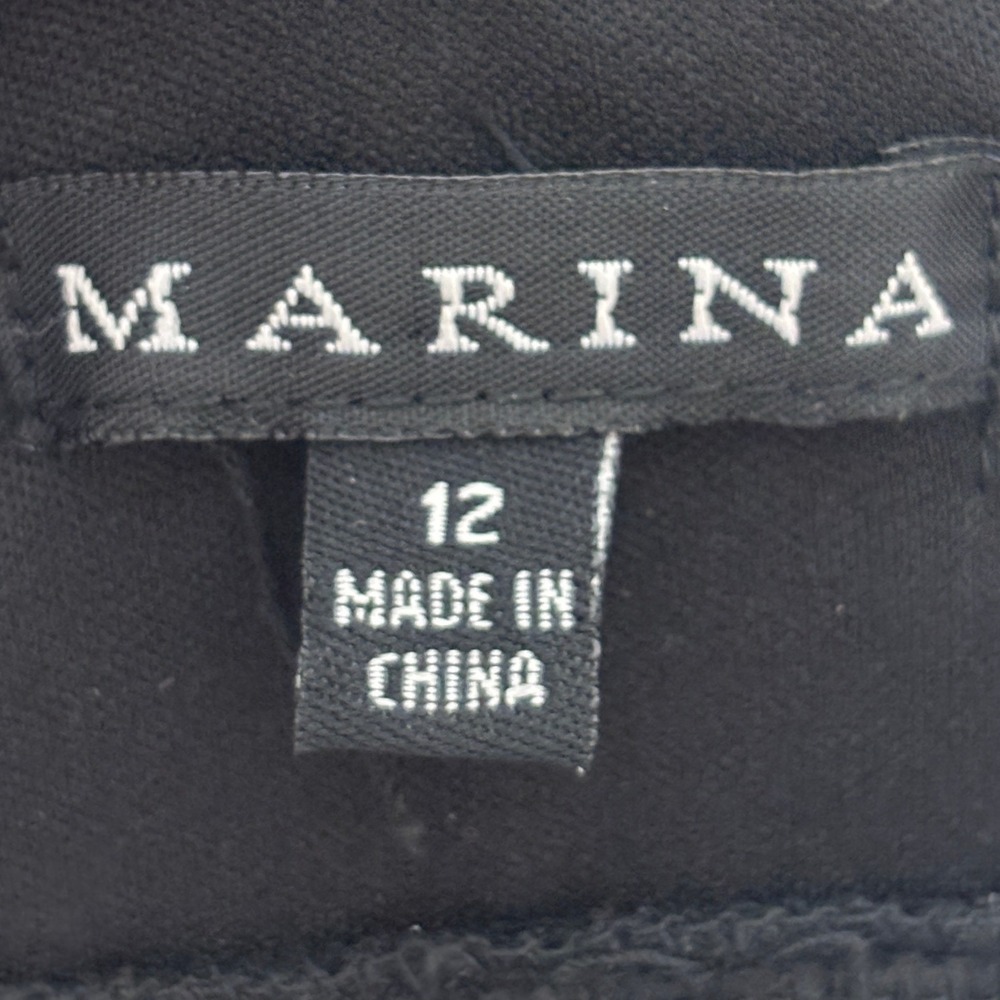 Marina Lace Sheath Dress Women 12 Black Sequin Beaded Tiered Cocktail V-Neck - Picture 11 of 12